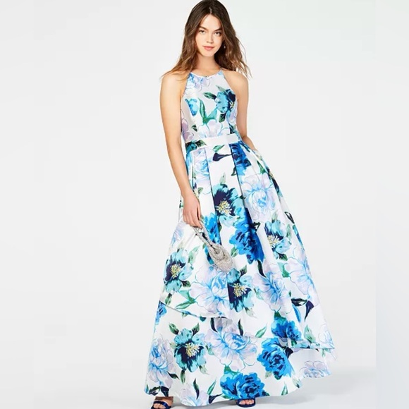 FLORAL HALTER BALL GOWN - Picture 3 of 4